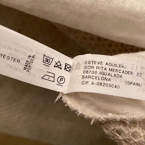 Anthro Sita Murt Linen Blend Open Weave Crochet Back 3/4 Sleeve Draped Cardigan - Picture 12 of 12